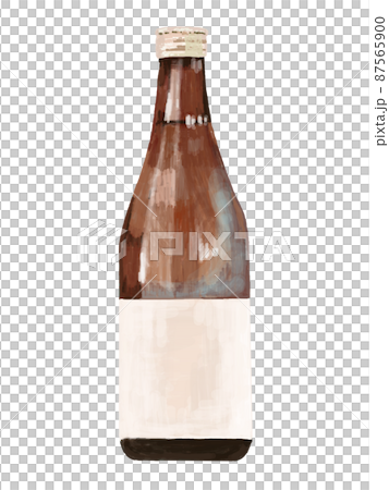 日本酒の瓶ラベルアイボリー_縦 87565900