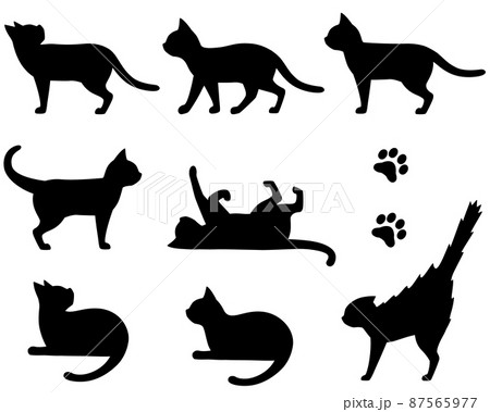 ネコのシルエットイラストセット2のイラスト素材 [87565977] - PIXTA