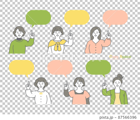 上を指差す大人女子　お得セット　吹き出し付 87566396