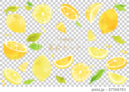 Cute watercolor lemon illustration material set Cute watercolor lemon illustration material set 87566763