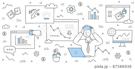 Finance crisis, bankruptcy doodle business concept 87566936