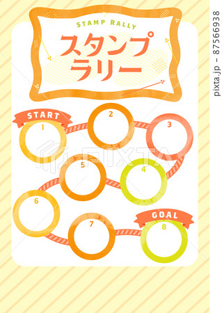 春色 スタンプラリー台紙 ベクターイラスト セット 87566938