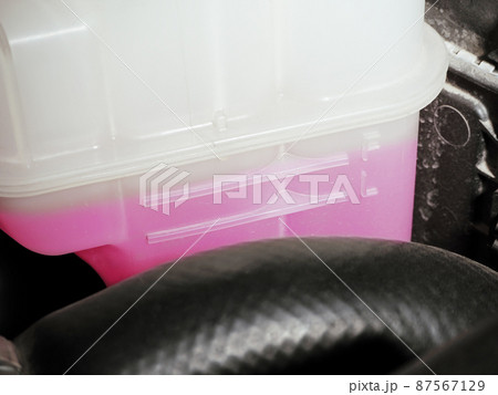 Indicates full and low levels in the coolant tank of the car radiator system 87567129