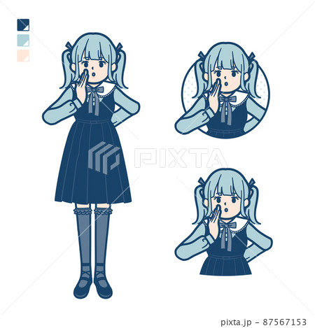 ゴスロリ衣装を着た若い女性が小声でささやいているイラスト ゴスロリ衣装を着た若い女性が小声でささやいているイラスト 87567153