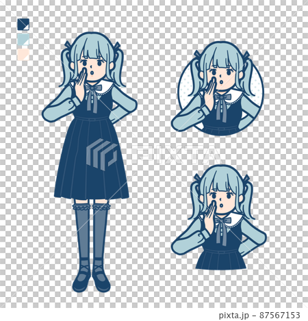 ゴスロリ衣装を着た若い女性が小声でささやいているイラスト ゴスロリ衣装を着た若い女性が小声でささやいているイラスト 87567153