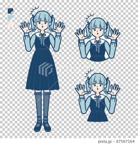 Illustration of a young woman in Gothic Lolita costume being surprised Illustration of a young woman in Gothic Lolita costume being surprised 87567164