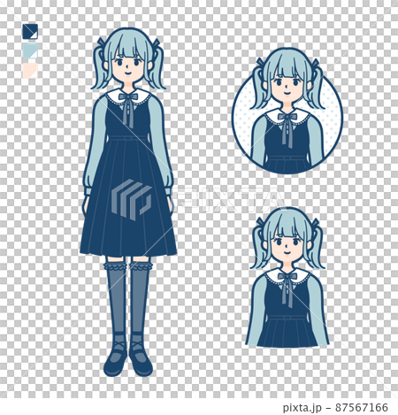 Illustration of a young woman in Gothic Lolita costume smiling 87567166