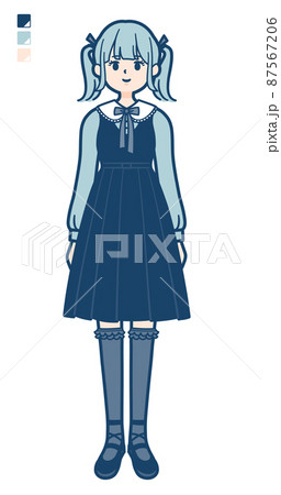 ゴスロリ衣装を着た若い女性の全身カット ゴスロリ衣装を着た若い女性の全身カット 87567206