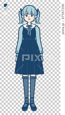 ゴスロリ衣装を着た若い女性の全身カット ゴスロリ衣装を着た若い女性の全身カット 87567206