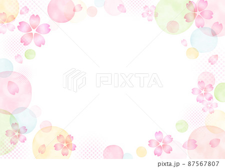 手描き 水彩 桜のシンプルフレームデザイン 手描き 水彩 桜のシンプルフレームデザイン 87567807