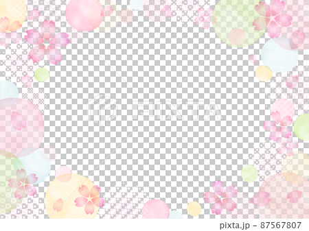 手描き 水彩 桜のシンプルフレームデザイン 手描き 水彩 桜のシンプルフレームデザイン 87567807