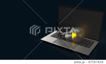The notebook and light bulb for business or creative concept 3d rendering 87567838