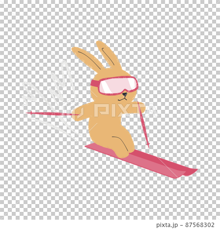 Illustration of a rabbit skiing 87568302