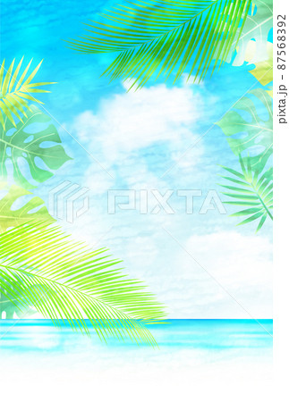 新緑　海　葉　背景 87568392