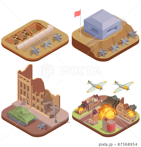 WWII Military Attack Isometric 87568954