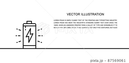 Vector battery, accumulator charging one line icon. Continuous one line Vector battery, accumulator charging one line icon. Continuous one line 87569061
