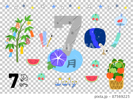 月のアイコン7月の行事季節のイメージのイラスト素材 [87569225] - PIXTA