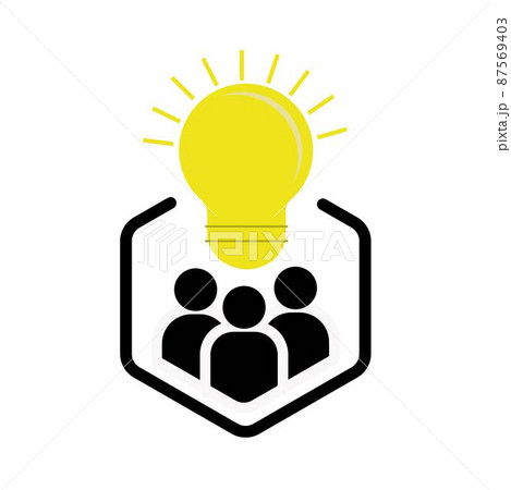 brainstorm or creation with cartoon yellow bulb. metaphor of easy e-learning or start up and approach in problem solving. flat simple trend modern logotype graphic design isolated on white background 87569403