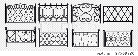 Forged Metal Fence Sections Realistic Set 87569530