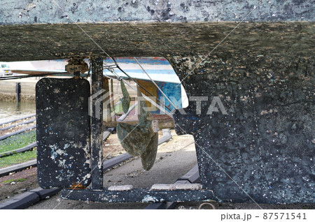 漁船の船底　スクリューと梶 87571541