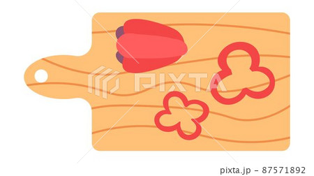 Cutting bellpepper, cooking and preparing food 87571892