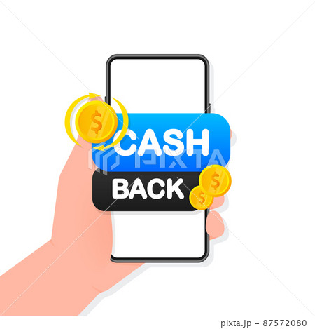 Cashback concept logo. Cash back blue banner on white background 87572080