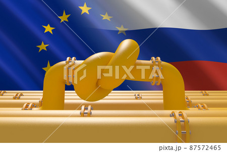 Energy sanctions against Russia. Conceptual 3D illustration 87572465