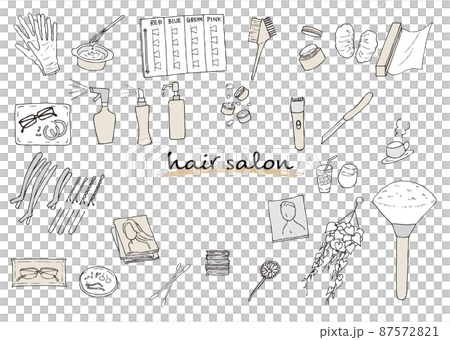 Beauty salon hair salon beauty salon set icon [hand-painted vector] 87572821