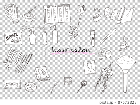 Beauty salon hair salon beauty salon set icon [hand-painted vector] 87572825