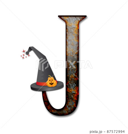 3D render of  halloween alphabet capital letter with hat 87572994