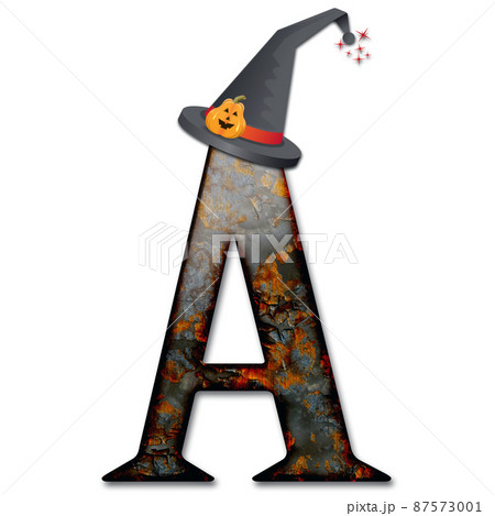 3D render of  halloween alphabet capital letter with hat 87573001