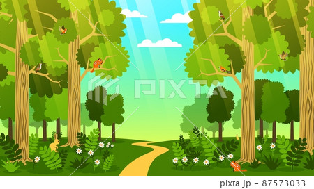 Road through the forest cartoon landscape 87573033
