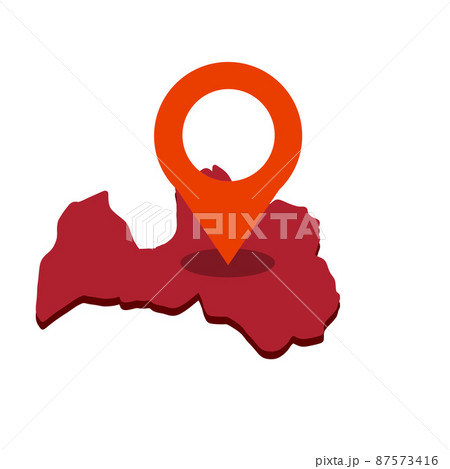 Map of Latvia in colors of national flag. Map of Latvia in colors of national flag. 87573416