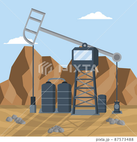 Oil rig. Extraction of minerals. Fuel production, heavy industry. Oil rig. Extraction of minerals. Fuel production, heavy industry. 87573488