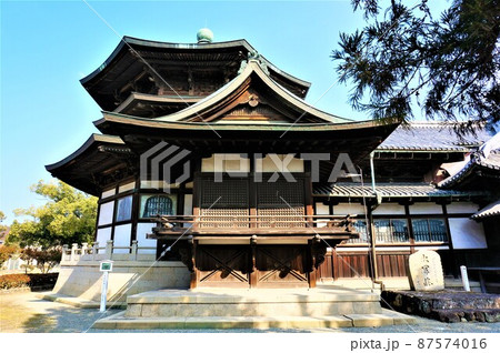 播磨国揖保の郡、兵庫県揖保郡太子町鵤にある聖徳太子ゆかりの寺、天台宗 斑鳩寺、聖徳殿後殿、登録文化財 播磨国揖保の郡、兵庫県揖保郡太子町鵤にある聖徳太子ゆかりの寺、天台宗 斑鳩寺、聖徳殿後殿、登録文化財 87574016