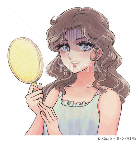 マスクの跡が日焼けしてしまった女性の少女漫画調イラスト マスクの跡が日焼けしてしまった女性の少女漫画調イラスト 87574145