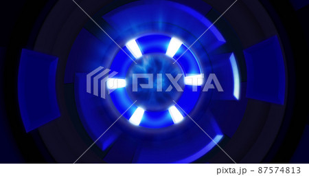 Image of blue circular interfaces spinning over black background 87574813