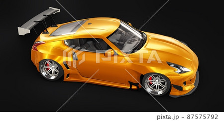 tuned sports racing car with arch extensions, air suspension and a huge spoiler. 3d rendering tuned sports racing car with arch extensions, air suspension and a huge spoiler. 3d rendering 87575792