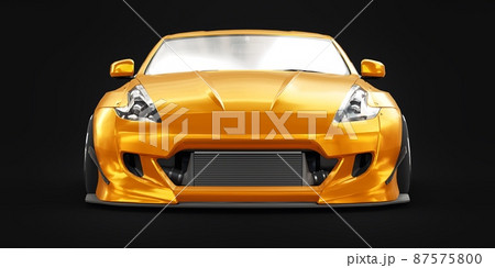 tuned sports racing car with arch extensions, air suspension and a huge spoiler. 3d rendering tuned sports racing car with arch extensions, air suspension and a huge spoiler. 3d rendering 87575800