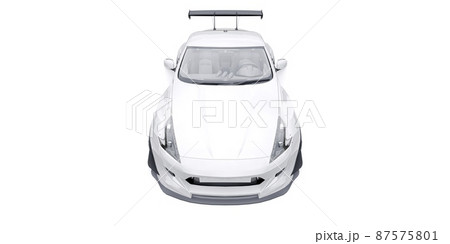 tuned sports racing car with arch extensions, air suspension and a huge spoiler. 3d rendering tuned sports racing car with arch extensions, air suspension and a huge spoiler. 3d rendering 87575801