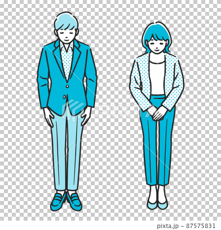お辞儀をする男性と女性 87575831