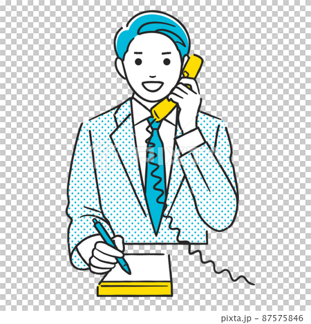 A man taking notes while calling 87575846