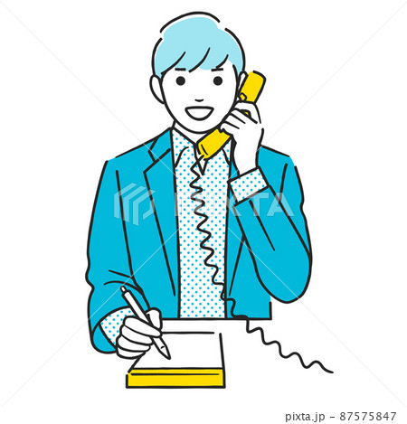 電話しながらメモをとる男性 電話しながらメモをとる男性 87575847