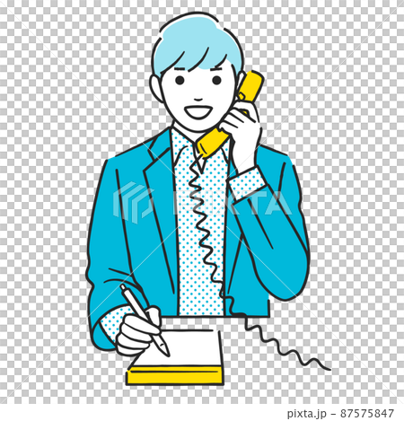 電話しながらメモをとる男性 電話しながらメモをとる男性 87575847