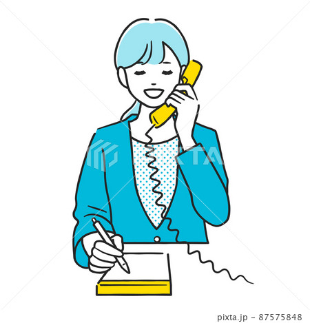 電話しながらメモをとる女性 電話しながらメモをとる女性 87575848