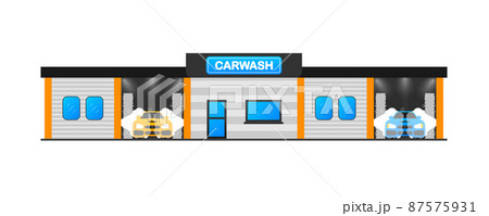 Abstract infographic with carwash flat illustration. High pressure washer. Vector banner 87575931