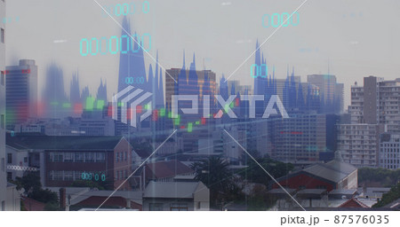 Image of financial data processing over cityscape Image of financial data processing over cityscape 87576035