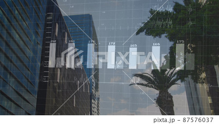 Image of financial data processing over cityscape Image of financial data processing over cityscape 87576037