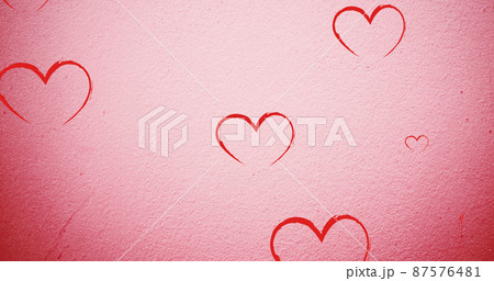 Image of hearts falling on pink background Image of hearts falling on pink background 87576481