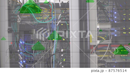 Image of digital interface over server room 87576514